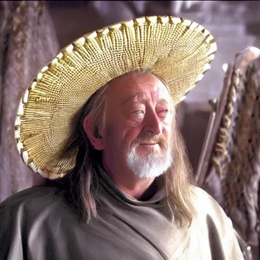 Image similar to theoden king of rohan wearing sombrero