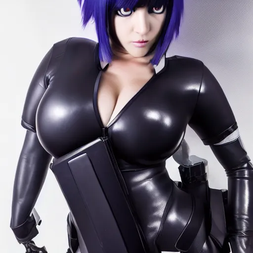 Prompt: shirogane - sama cosplaying major motoko kusanagi from ghost in the shell, studio lighting, latex costume, ultra detail, photo real, 4 k