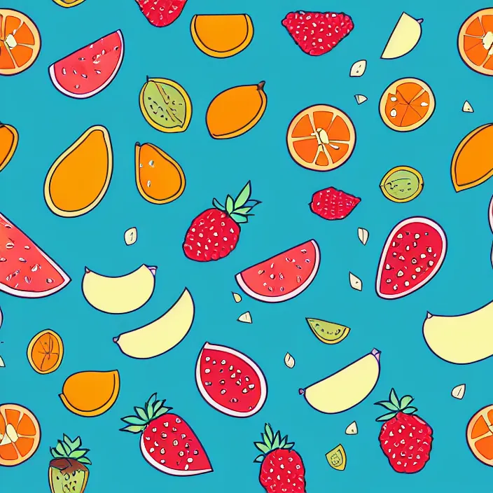 Image similar to vector pattern with fruits, vector illustration, simple colors, minimalism, artstation, DeviantArt