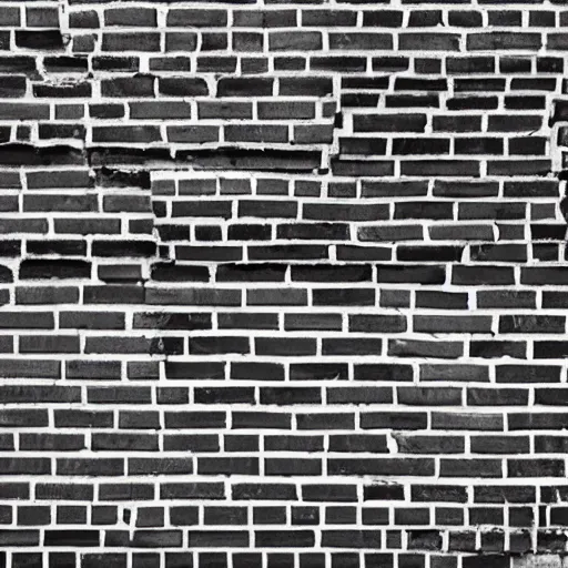 Prompt: a brick wall of black and white bricks