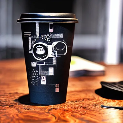 Image similar to cyberpunk coffee cup