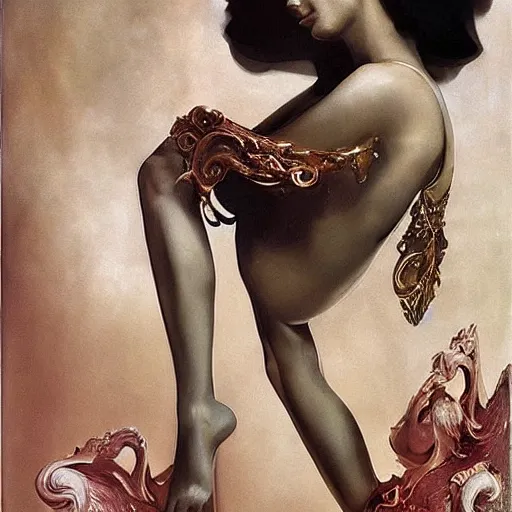 Image similar to A beautiful installation art. Let’s see how long the rich can eat their money for macro lens, Roman Ancient by Rolf Armstrong dreary