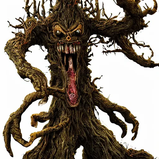 Prompt: horrifying tree monster, maximalist, high detail, 8k, ornate, dark fantasy, complex