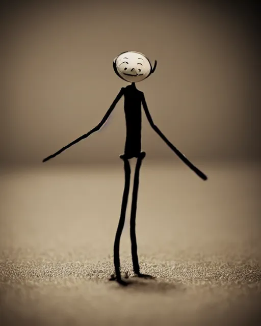 Prompt: imagine a creepy stick figure coraline, realistic, very detailed, complex, intricate, studio lighting, superres sharpening, bokeh, sigma 5 0 mm f 1. 4