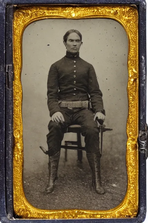 Image similar to spider - man, american civil war photo portrait, 1 8 6 4, tin type