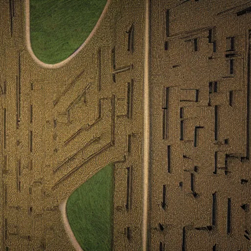 Image similar to hyperrealistic dslr film still of closeup aerial view of corn maze, disguised as billy mays face, stunning 8 k octane comprehensive 3 d render, inspired by istvan sandorfi & greg rutkowski & unreal engine, perfect symmetry, dim volumetric cinematic lighting, extremely hyper - detailed, incredibly real lifelike attributes & flesh texture, intricate, masterpiece, artstation, stunning