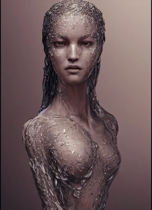 Prompt: sculpture made of water, portrait, female, future, shaman, harper's bazaar, vogue, magazine, insanely detailed and intricate, concept art, ornate, luxury, elite, elegant, trending on artstation, by ruan jia, by Kenneth Willardt, by ross tran, by WLOP, by Andrei Riabovitchev,