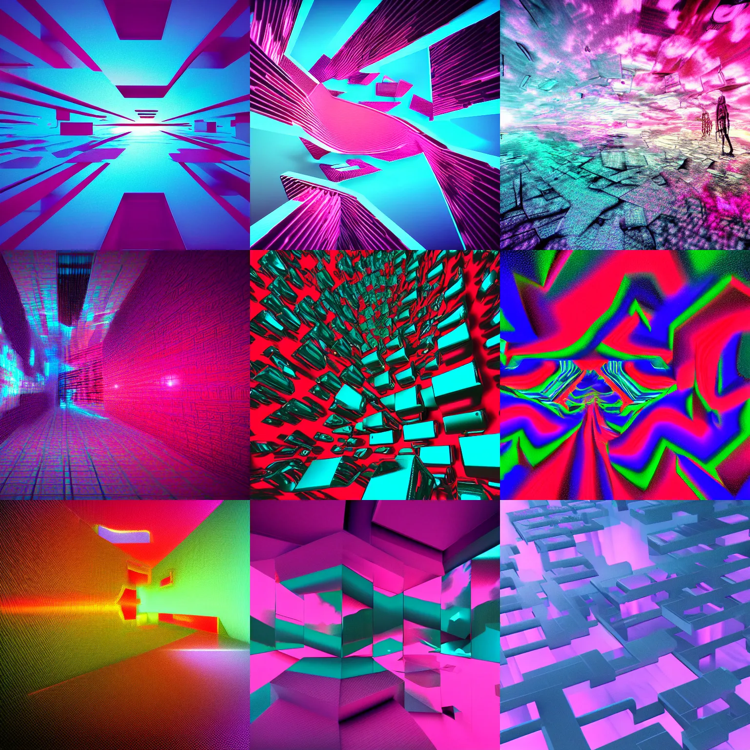 Prompt: vivid dream of recursive pain, vaporwave, realistic, abstract, HDR, render, 8k