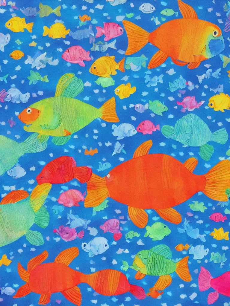 Prompt: sky with rainbow fishes