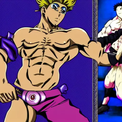 Image similar to gachimuchi in JoJo's bizarre adventure anime style