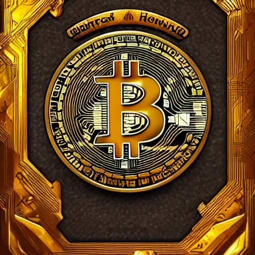 Prompt: a bitcoin art, thick golden bitcoin, hearthstone art style, epic fantasy style art, fantasy epic digital art, epic fantasy card game art