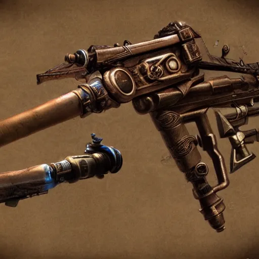 Prompt: steampunk style weapons, concept art, octane render