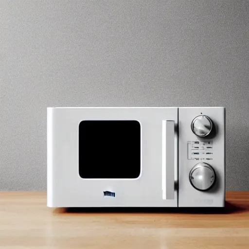 Prompt: The Braun microwave, designed by Dieter Rams, is the most beautiful kitchen appliance ever designed.