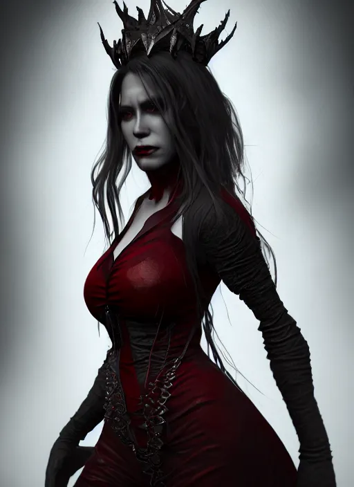 Image similar to full body portrait vampire queen blood highly detailed CGsociety subtle concept art HDR hyper realistic volumetric lighting subsurface scattering unreal
