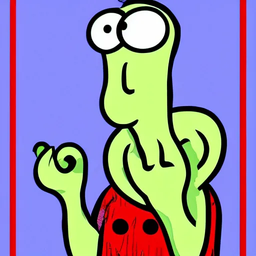 Image similar to handsome squidward as male, pop art style