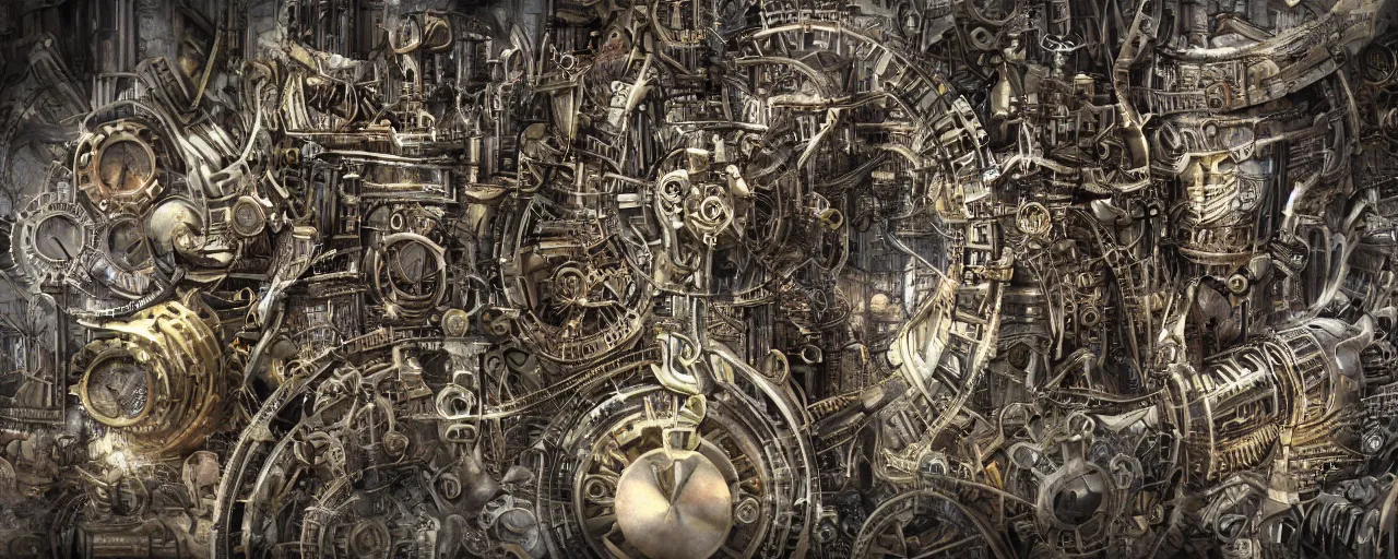 Image similar to biomechanical city, steampunk, close up, depth of field, photorealistic