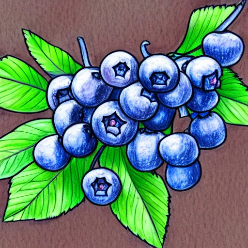 Prompt: drawing of blueberry bush. Traditional art. Rustic. Nordic. 4K. Trending on artstation. Detailed Bushy. Nature. Artistic.