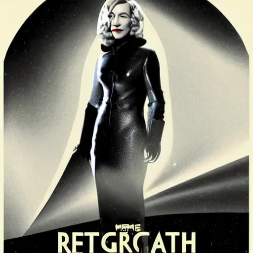 Image similar to cate blanchett, retro, scifi poster,