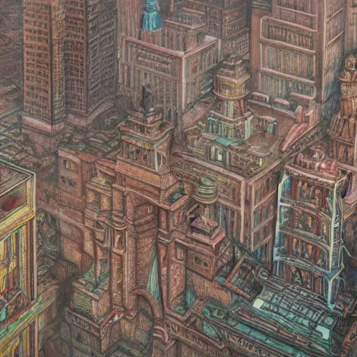 Image similar to city made out of flesh, 1 9 2 0 ’ s colored pencil, highly detailed, highly accurate, abstract art, deep aesthetic, 8 k, highly ornate intricate details, cinematic lighting, rich colors, ray tracing, hyperrealistic, photorealistic, cinematic landscape, trending on artstation,