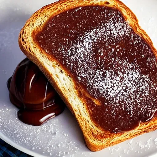 Prompt: a piece of toast slathered with Nutella