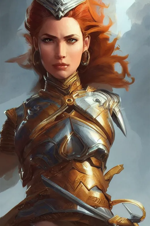 Image similar to amazon valkyrie athena, d & d, fantasy, portrait, highly detailed, headshot, digital painting, trending on artstation, concept art, sharp focus, illustration, art by artgerm and greg rutkowski and magali villeneuve