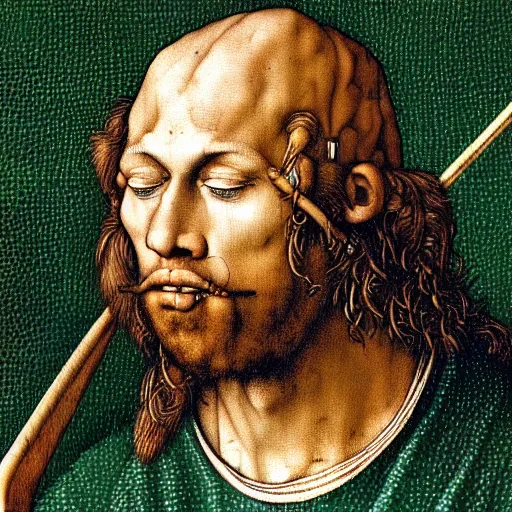 Image similar to lacrosse player, highly detailed, 8k, intricate, Albrecht Durer style