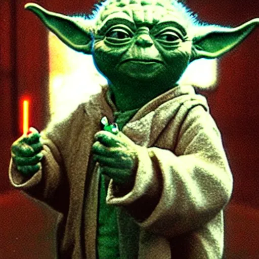 Image similar to Yoda smoking a joint