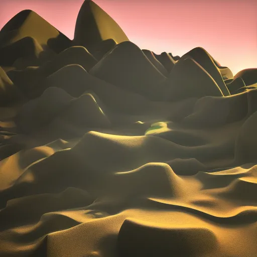 Image similar to abstract 3d landscape painting at 12:00 by David Schnell, rendering, redshift, octane