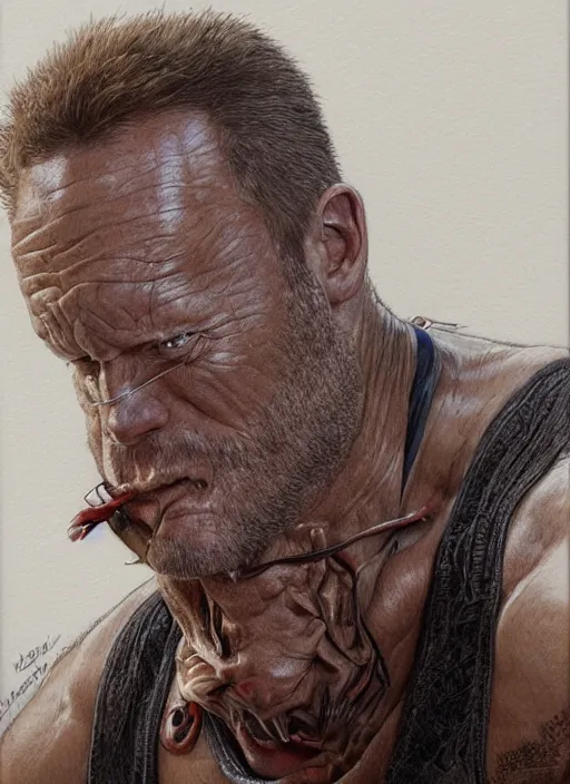 Image similar to Michael Rooker from Slither (2006), intricate, elegant, highly detailed, centered, digital painting, artstation, concept art, smooth, sharp focus, illustration, artgerm, donato giancola, Joseph Christian Leyendecker, WLOP, Artgerm