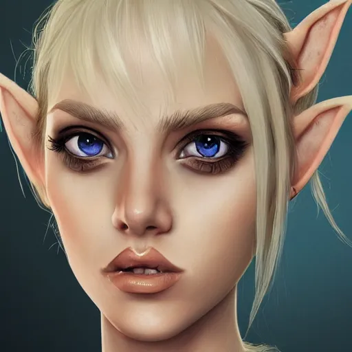 Prompt: high fantasy, portrait of blond elf woman, detailed face, detailed body, chef clothing, kitchen knife, ultradetailed digital illustration, epic atmosphere, artstation