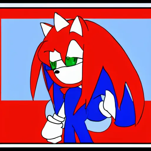 Prompt: red white ms paint doodle of bad amateur anime sonic drawing, made in ms paint,