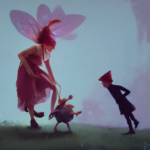 Prompt: a real life fairy accidentally caught on camera in the 1980s , artwork by Sergey Kolesov, arstation,