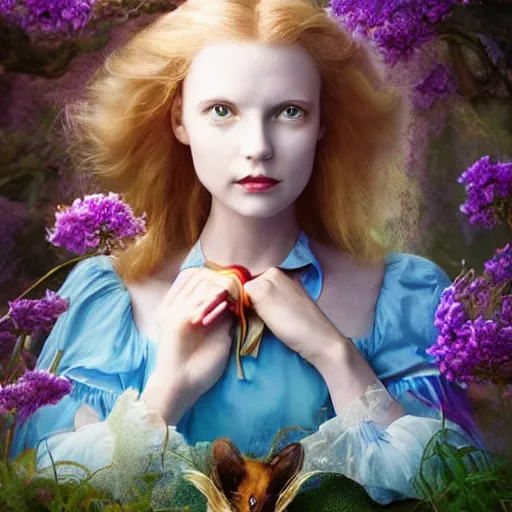 Prompt: beautiful portrait of alice in wonderland, age 3 5, atmospheric, 4 k