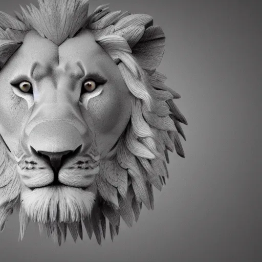 Image similar to a 3 d render of a lion