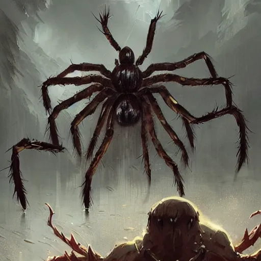 Image similar to giant spider monster fantasy art by greg rutkowski