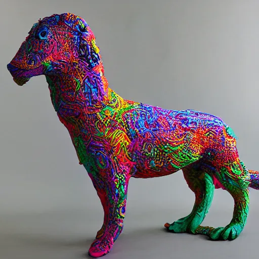 Prompt: psychedelic animal sculptures