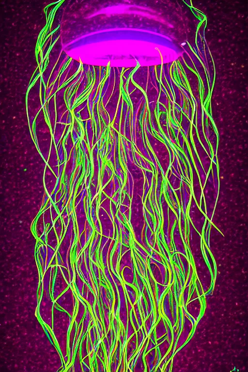 Image similar to luminescent jellyfish, symmetrical, highly detailed, digital art, sharp focus, trending on art station, lava lamp