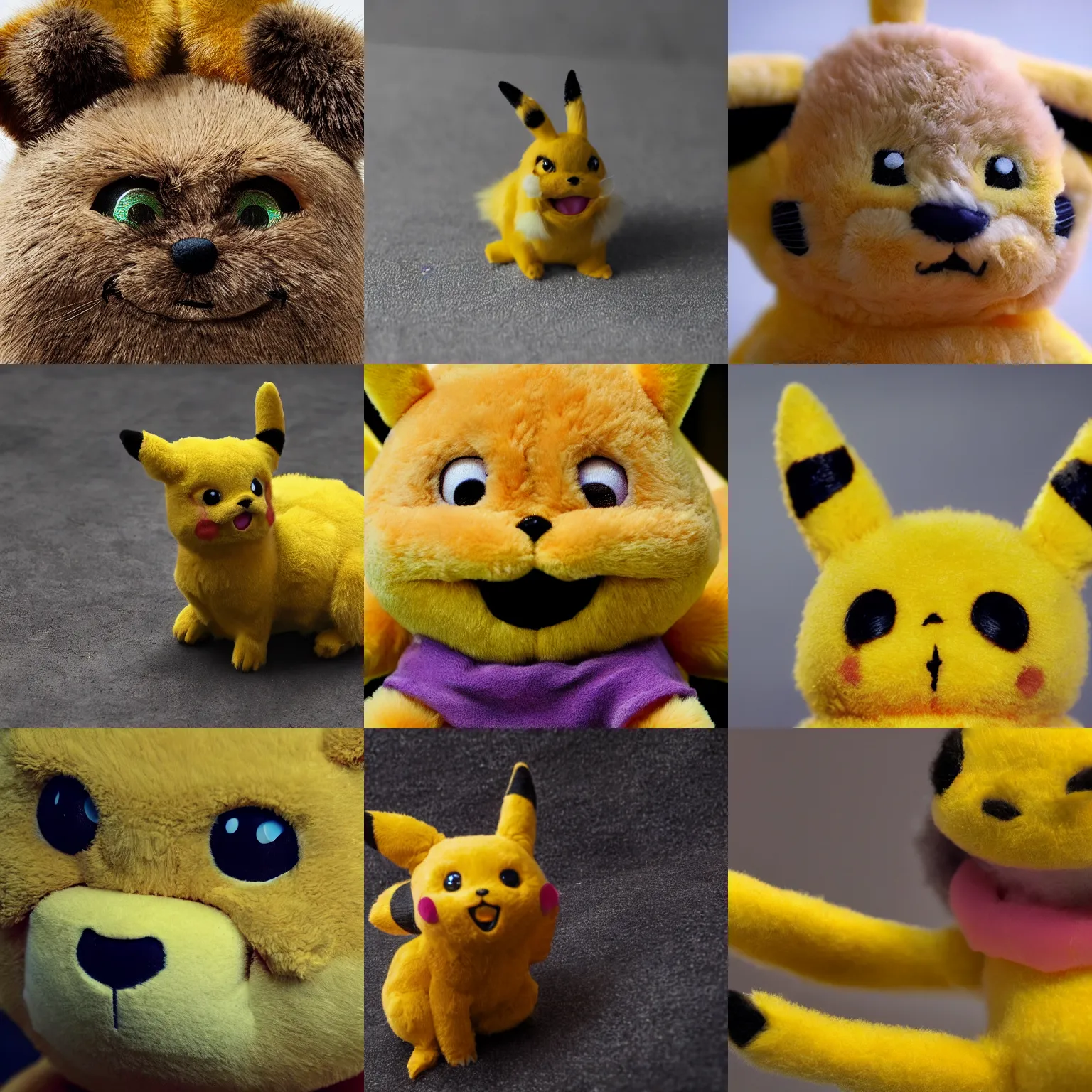 Prompt: A close up macro shot of a furry toy Pikachu, hyper realistic