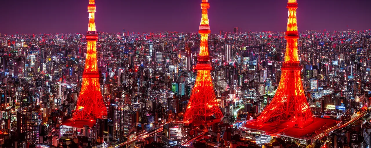 Prompt: red tokyo tower, night, photo, 4K.