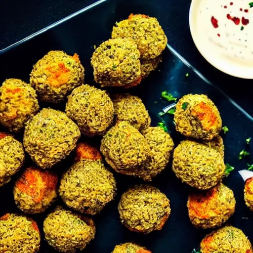 Image similar to high resolution photo of falafel, michelin star, very tasty, food photography, instagram, trending