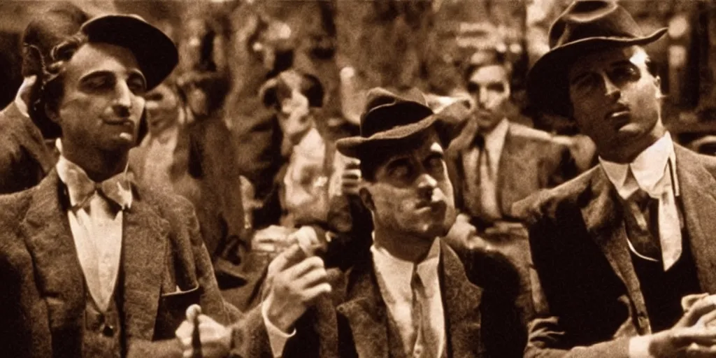 Prompt: a rabbit in the movie godfather, screenshot