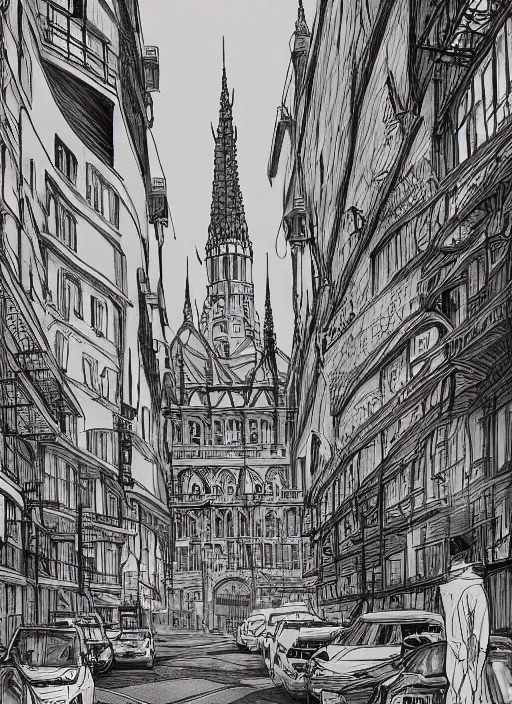 Image similar to Budapest, Beastars , Dynamic lighting, cinematic, extremely high detail, photo realistic, cinematic lighting, pen and ink, intricate line drawings, post processed, artstation, matte painting, style by Paru Itagaki