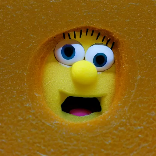 Image similar to a macro photograph of sponge bob squarepants figure