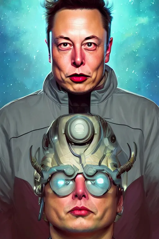 Image similar to elon musk as rick sanzhez from rick and morty, realistic portrait, symmetrical, highly detailed, digital painting, artstation, concept art, smooth, sharp focus, illustration, cinematic lighting, art by artgerm and greg rutkowski and alphonse mucha