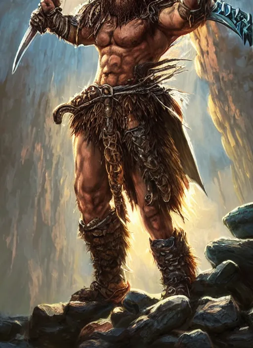 Image similar to enraged barbarian, ultra detailed fantasy, dndbeyond, bright, colourful, realistic, dnd character portrait, full body, pathfinder, pinterest, art by ralph horsley, dnd, rpg, lotr game design fanart by concept art, behance hd, artstation, deviantart, hdr render in unreal engine 5