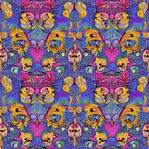 Prompt: louis wain fractal cats, mandelbrot cat, floral cat, cat made of flowers, vivid colors, detailed painting