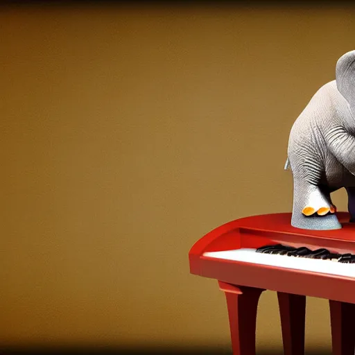 Prompt: 3D render of an elephant playing the piano.