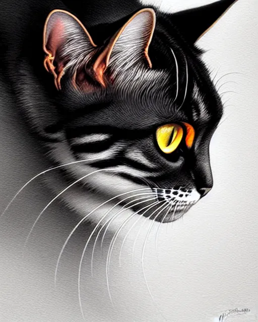 Image similar to A cat grim reaper, highly detailed, intricate feline patterns, sharp focus, art by Artgerm and Greg Rutkowski and WLOP