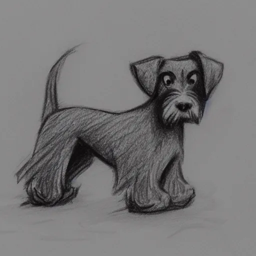 Image similar to milt kahl pencil sketch of mini schnauzer