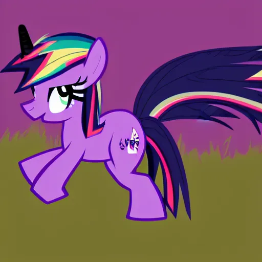 Image similar to photo of feral cryptid wild my little ponies twilight sparkle in the woods